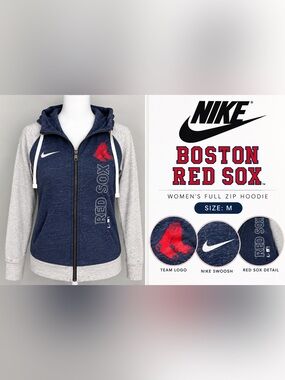 Nike Boston Red Sox Women’s Full Zip Hoodie M | Navy Gray MLB
